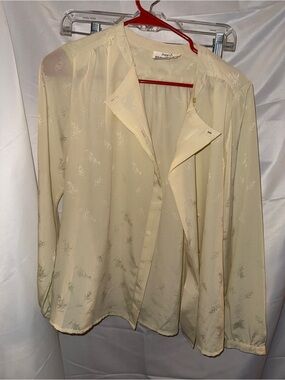 Macy's Cream Button-Down Long-Sleeve Blouse